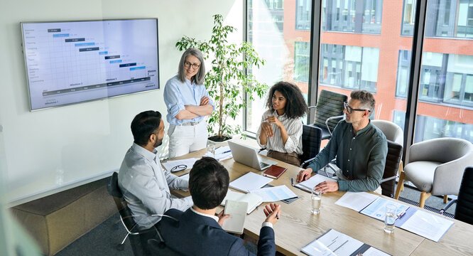Marketing team reviewing a digital marketing strategy on screen